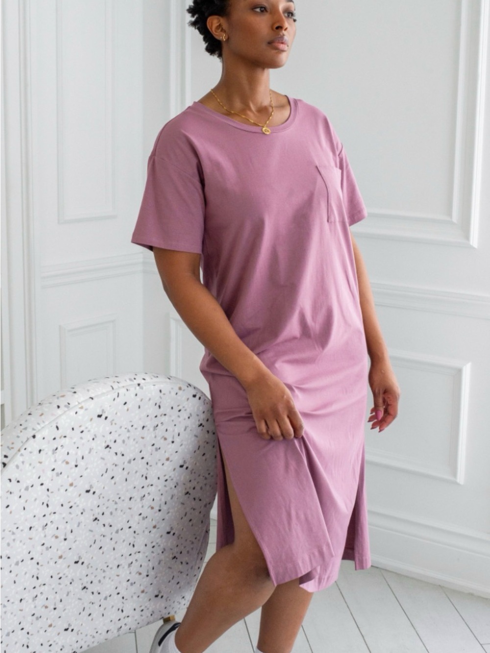 Lattelove midi t-shirt dress – light pink – pocket – NWT 🌸